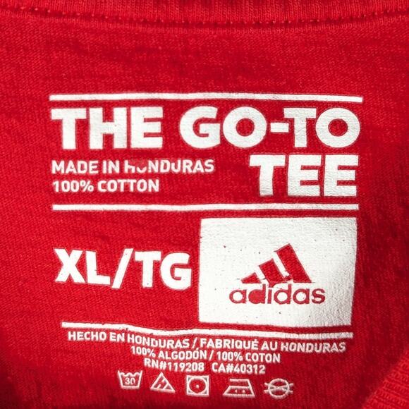 Adidas Logo T Shirt Mens XL Go-To Red Graphic Tee Short Sleeve Cotton Athletic - Picture 2 of 3